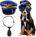 Yewong 3 Pieces Pet Captain Pilot Costume Accessory Set Dog Cat Pilot Hat Formal Necktie Collar Pilot Costume Accessories for Pet Pilot Fancy Dress Halloween Party (Set D)