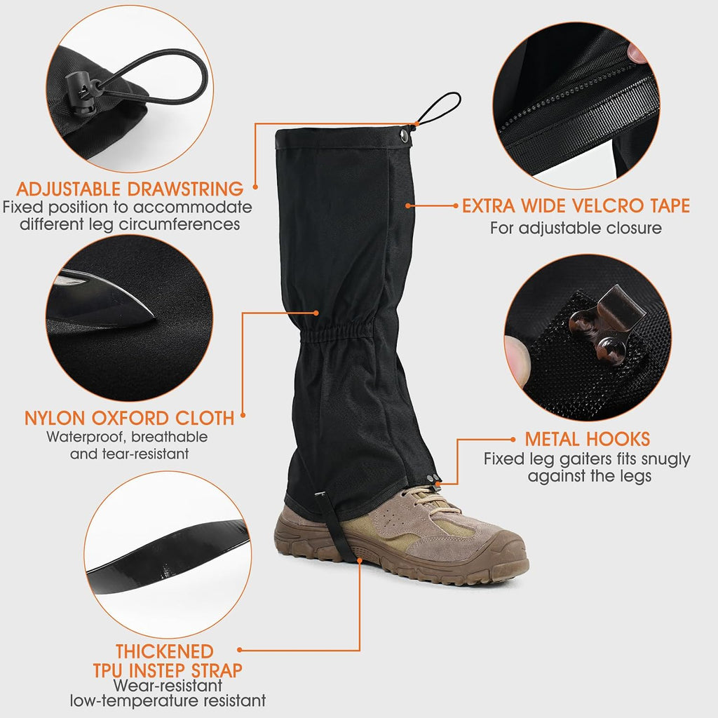 Waterproof Snow Gaiters for Boots, Long Leg Gaiters for Hiking, Hunting & Outdoor Work – Anti-Snow, Anti-Water, Anti-Sand Protection