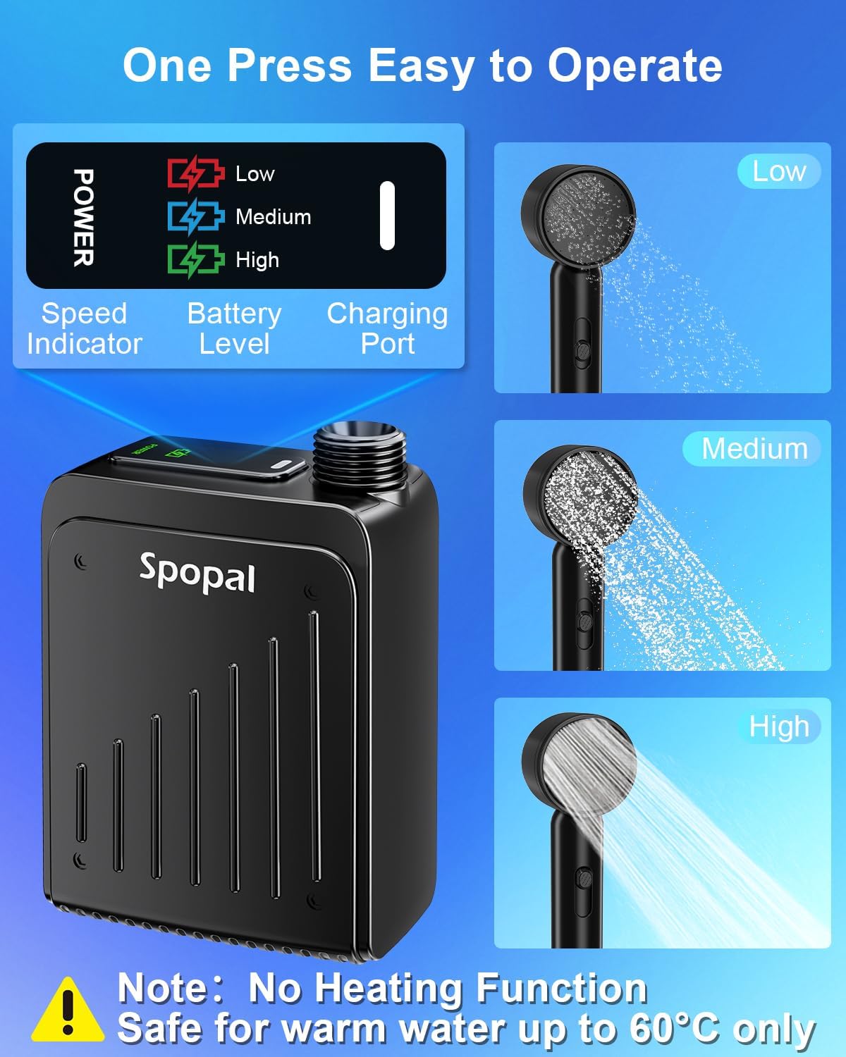 Spopal Portable Shower for Camping, IPX8 Waterproof, Outdoor Camp Pump
