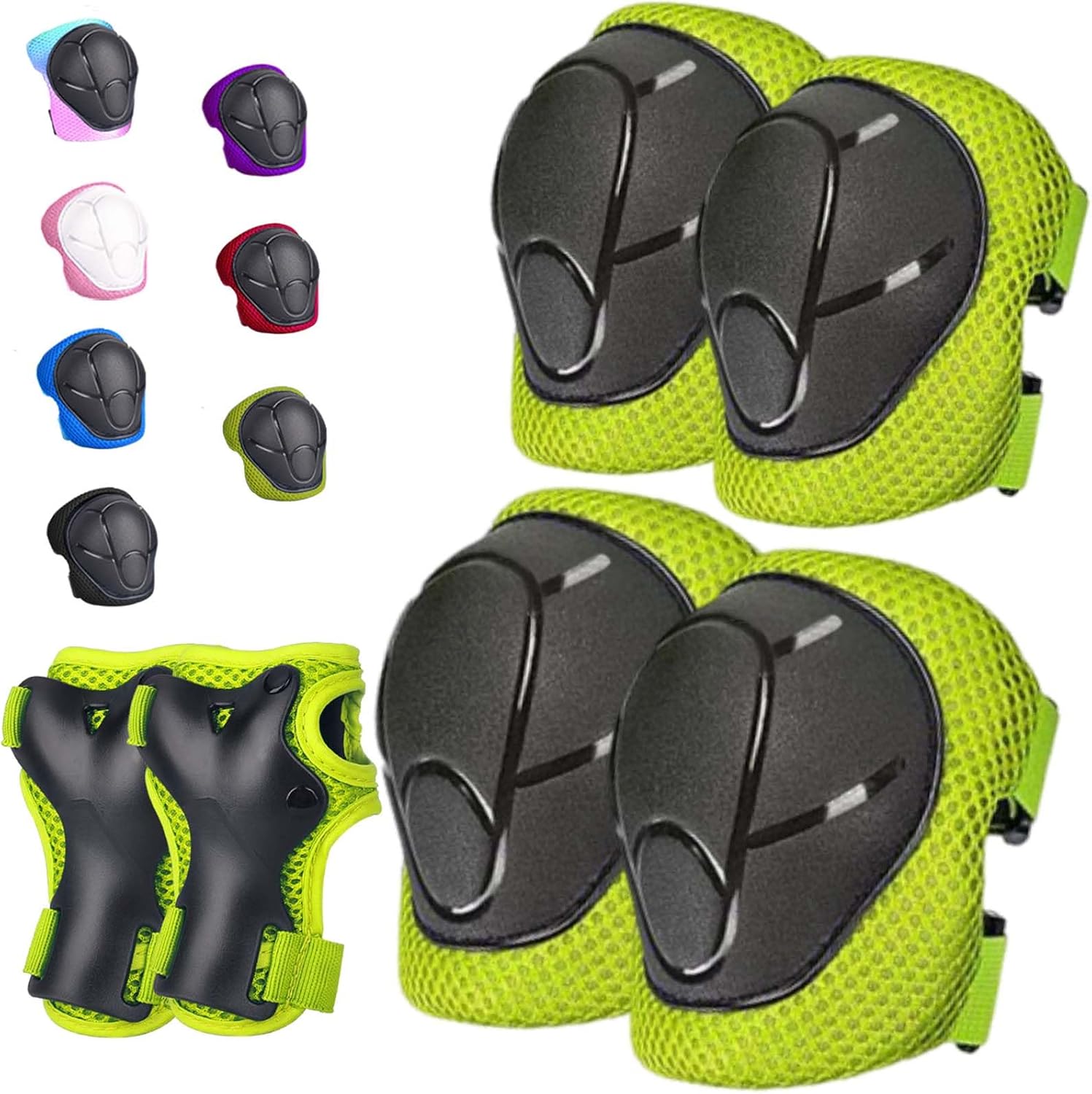 Kids/Youth Knee Pads Elbow Pads for 3-14Years Boys Girls 6 in 1 Kids Protective Gear Set Adjustable for Skating Cycling Bike Rollerblading Scooter Roller Skates