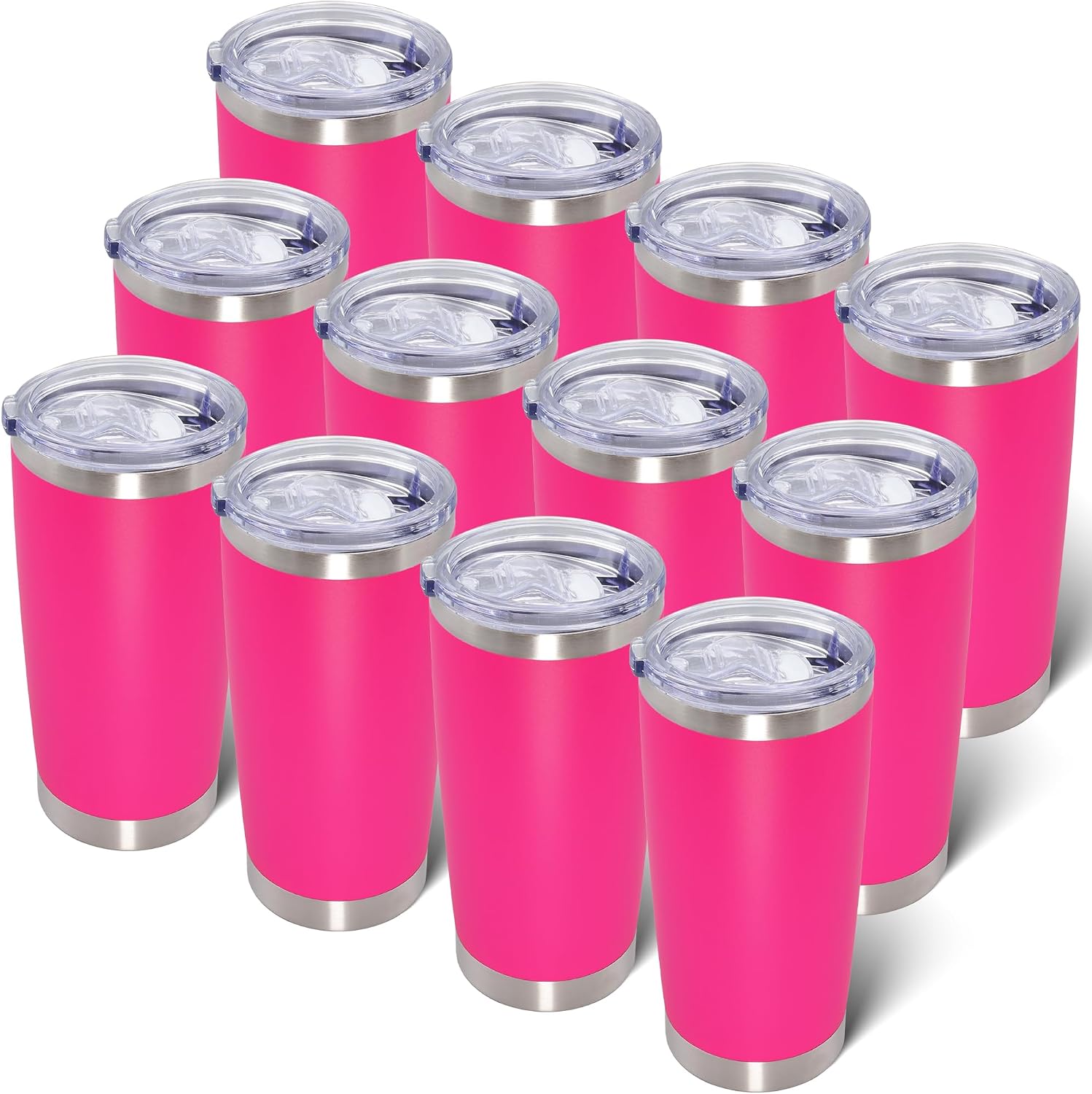 20oz Tumbler with Lid Stainless Steel Tumblers Insulated Mug Hot Pink 12P