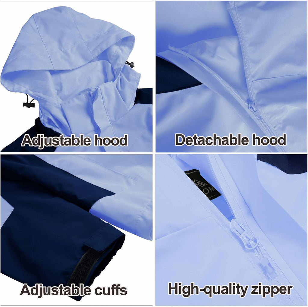 Women's Rain Jackets Waterproof with Hood Lightweight Rain Suit for Women Ladies Rain Coats Outdoor Windbreaker