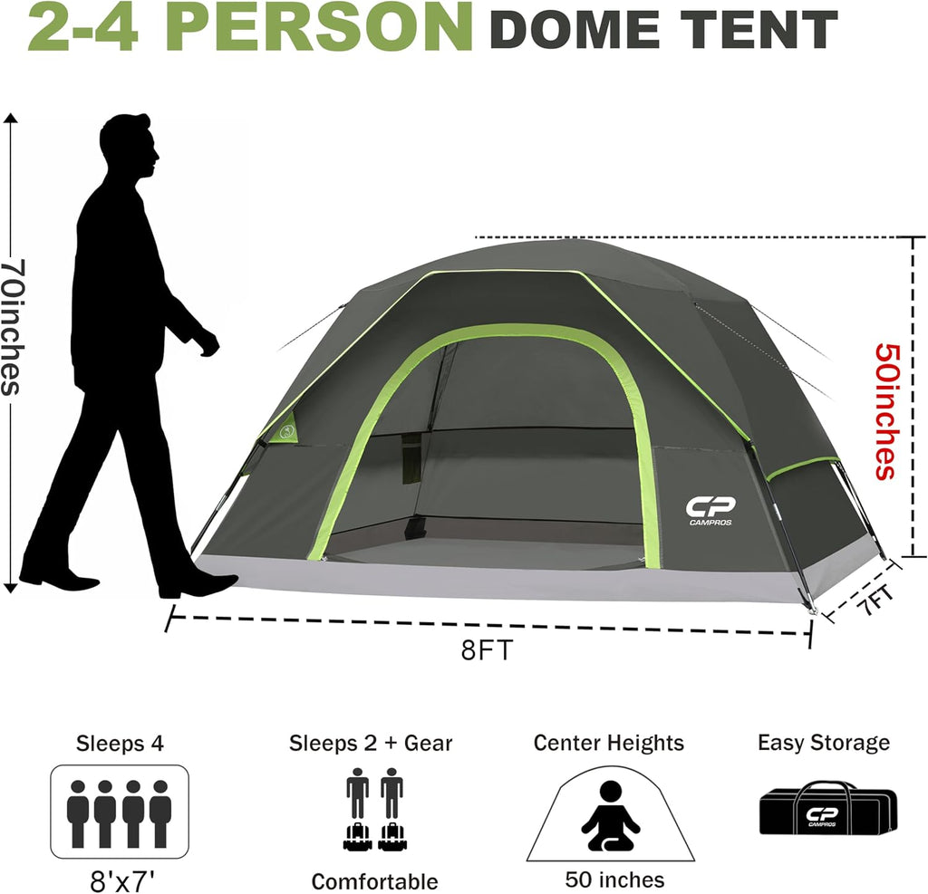 CAMPROS CP Tents for Camping 2/4/6 Person, Waterproof Windproof Dome Tent