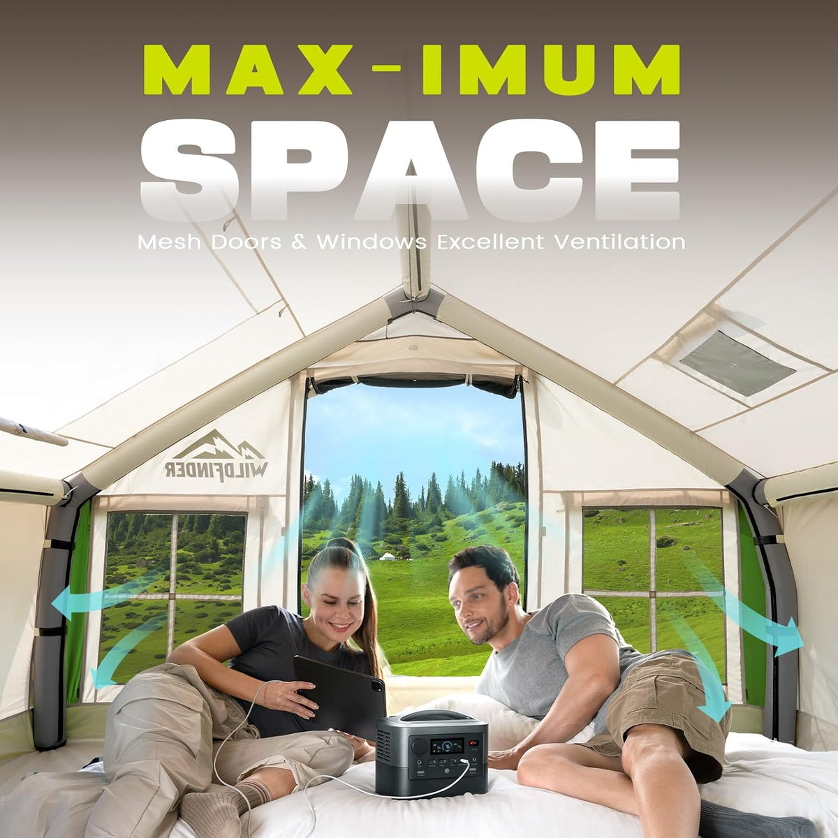 Inflatable Tent with Skylight & Stove Jack,Blow Up Tents, Hot Tent