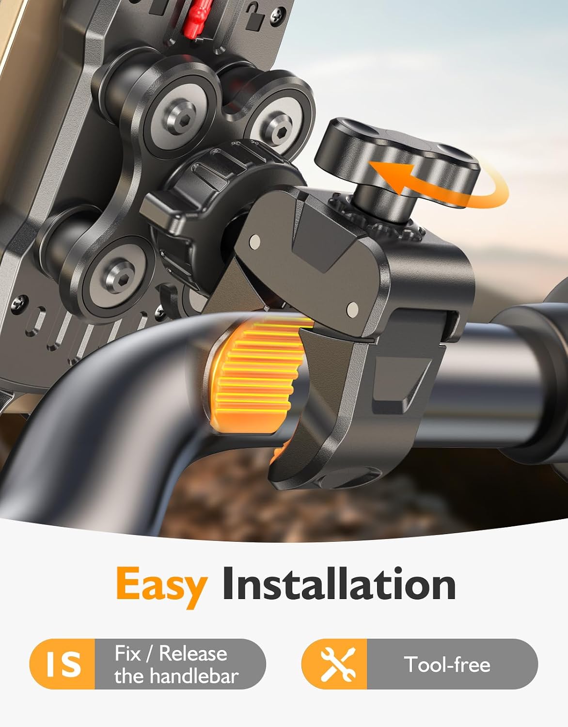 Bike Phone Holder Motorcycle Mount with Rubber Vibration Damper
