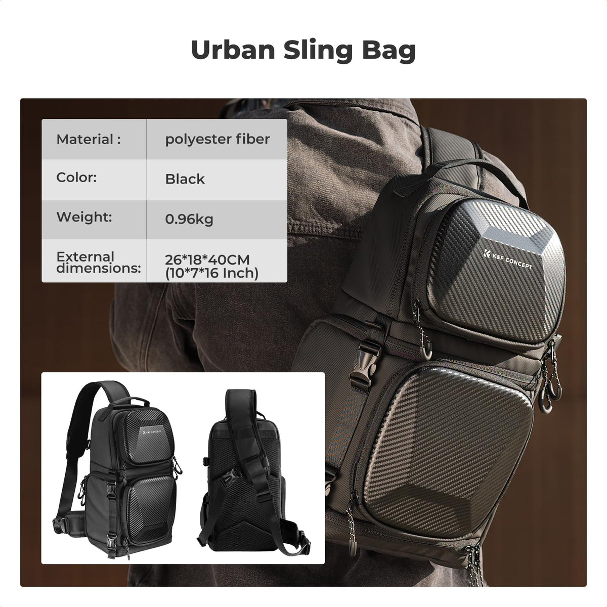 K&F CONCEPT Hardshell Camera Sling Bag, 10L EVA Case with Tripod Holder
