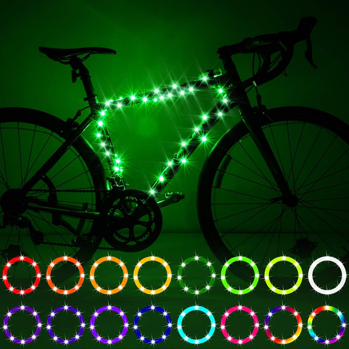 Waybelive LED Bike Wheel and Frame Lights, Waterproof