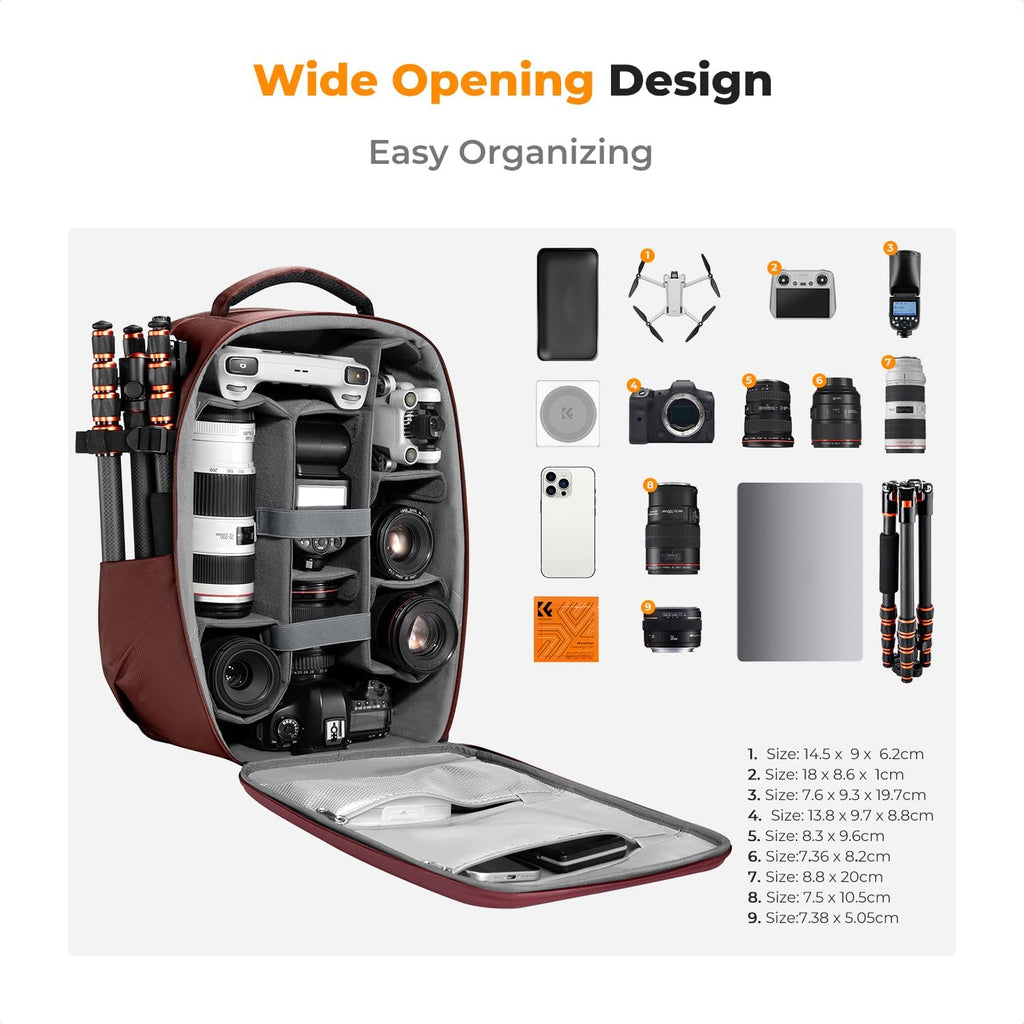 K&F CONCEPT Camera Backpack,Hardshell Photography DSLR Camera Bag