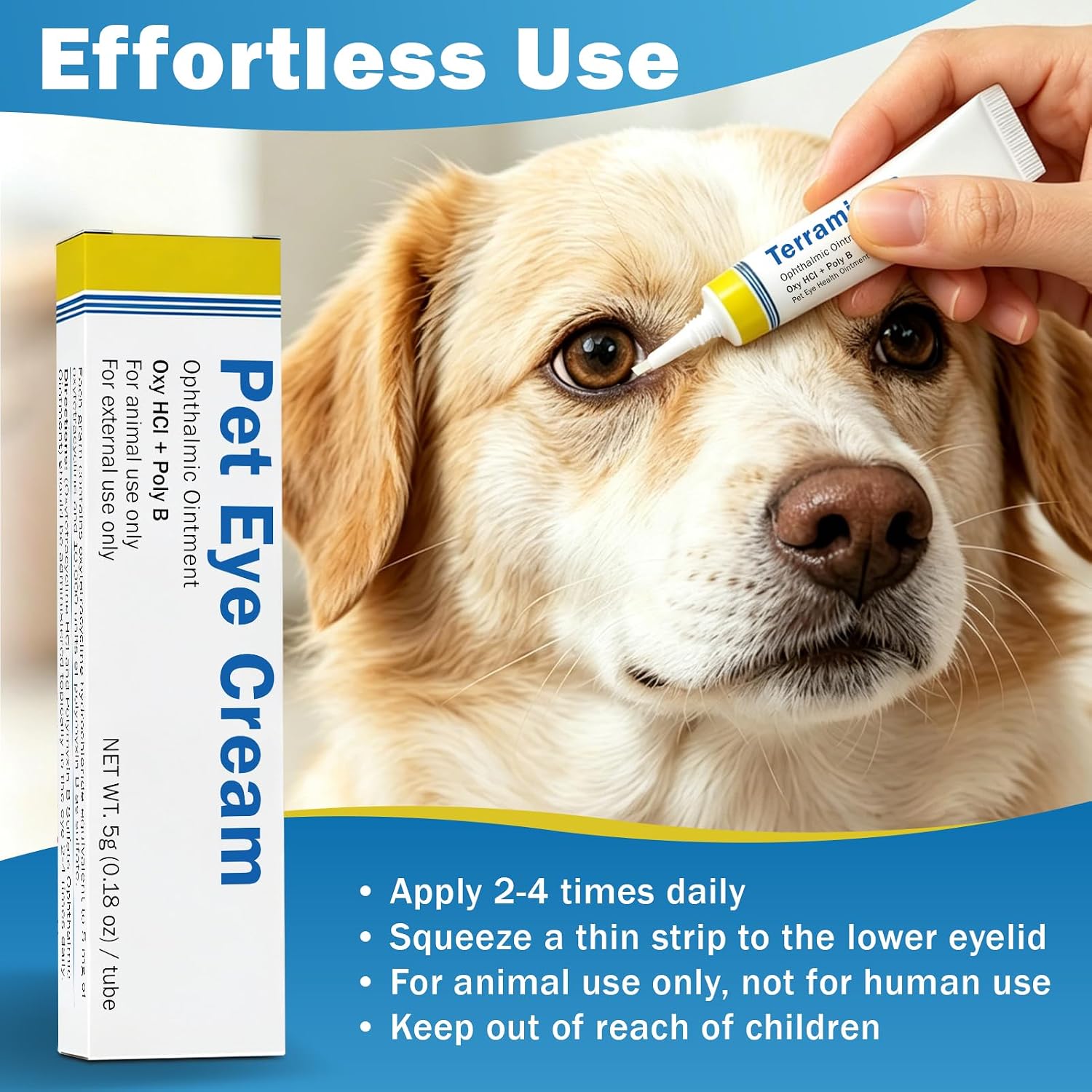 Starmixus Pet Eye Ointment, Soothes Irritation, Discharge & Tear Stains, Professional-Grade Eye Cream for Cats, Dogs, Horses, Birds, Cattle, Sheep and Puppies, Kitten - 1 Tube 5g (0.18oz)