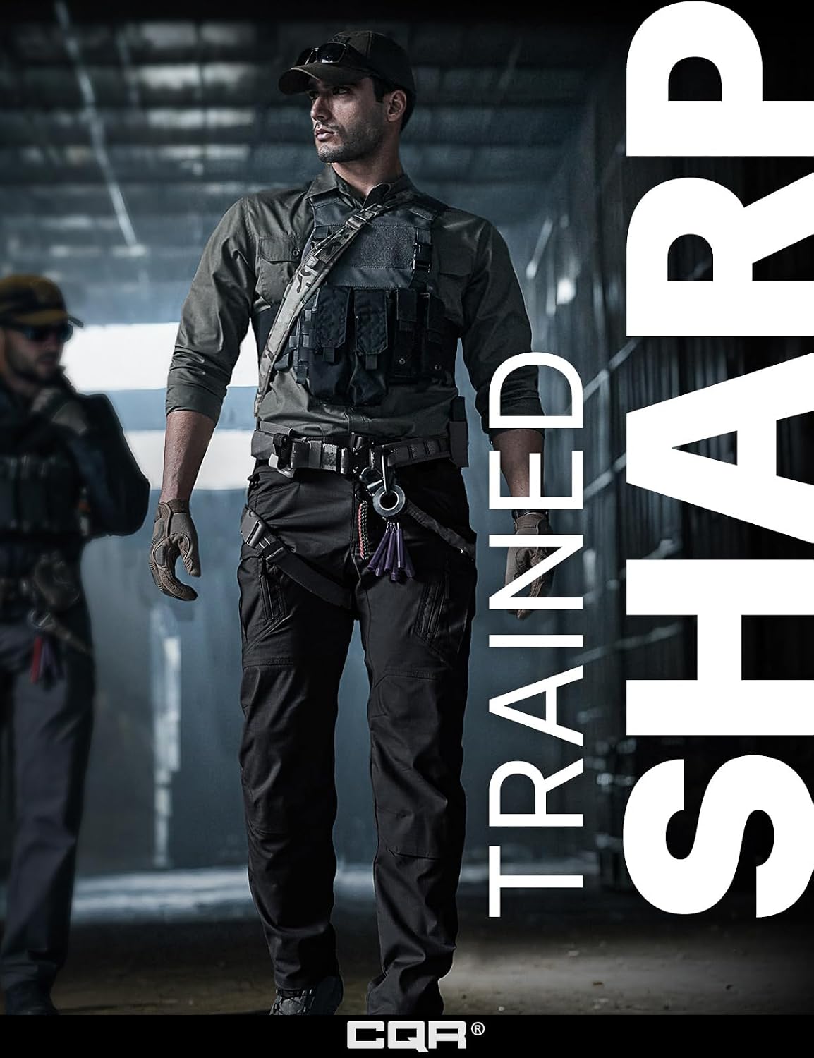 CQR Men's Flex Stretch Tactical Pants, Water Resistant Ripstop Cargo Pants, Lightweight EDC Outdoor Work Hiking Pants