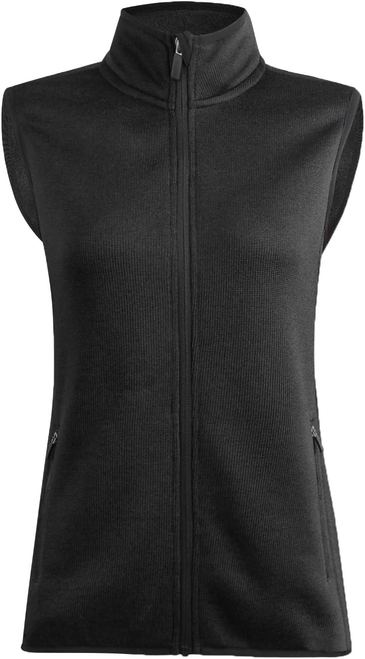 Zip Up Womens Vest with Zipper Pockets Sweater Fleece Vest