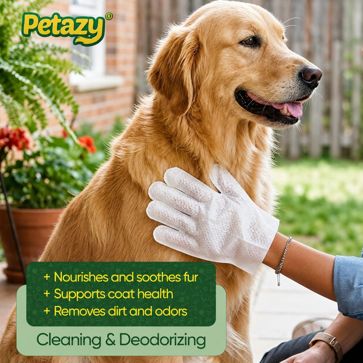 Petazy Pet Glove Wipes for Dogs & Cats - Paws, Ears & Butt Cleaning, 25 pk