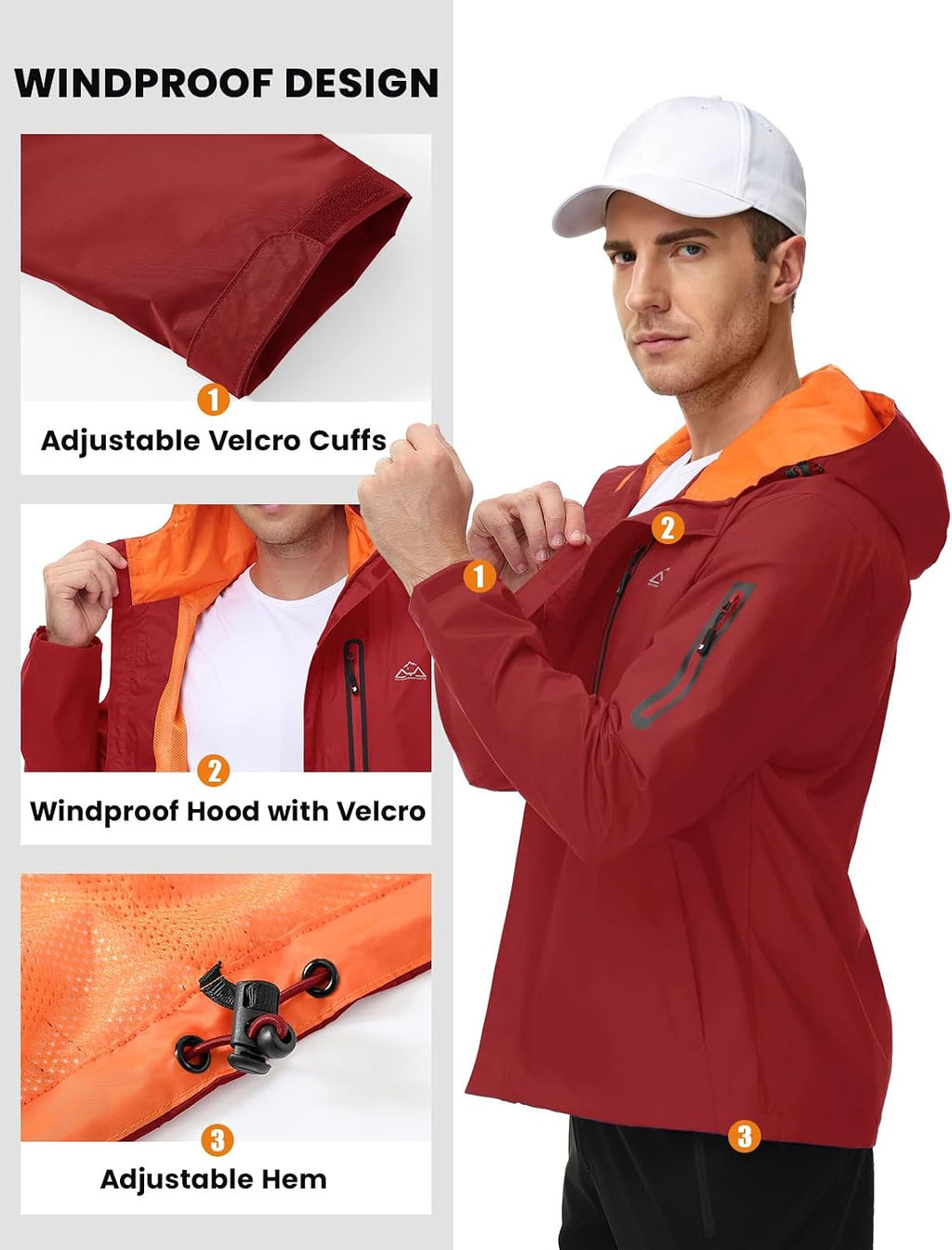 TBMPOY Men's Lightweight Rain Jackets Waterproof Raincoat with Hood