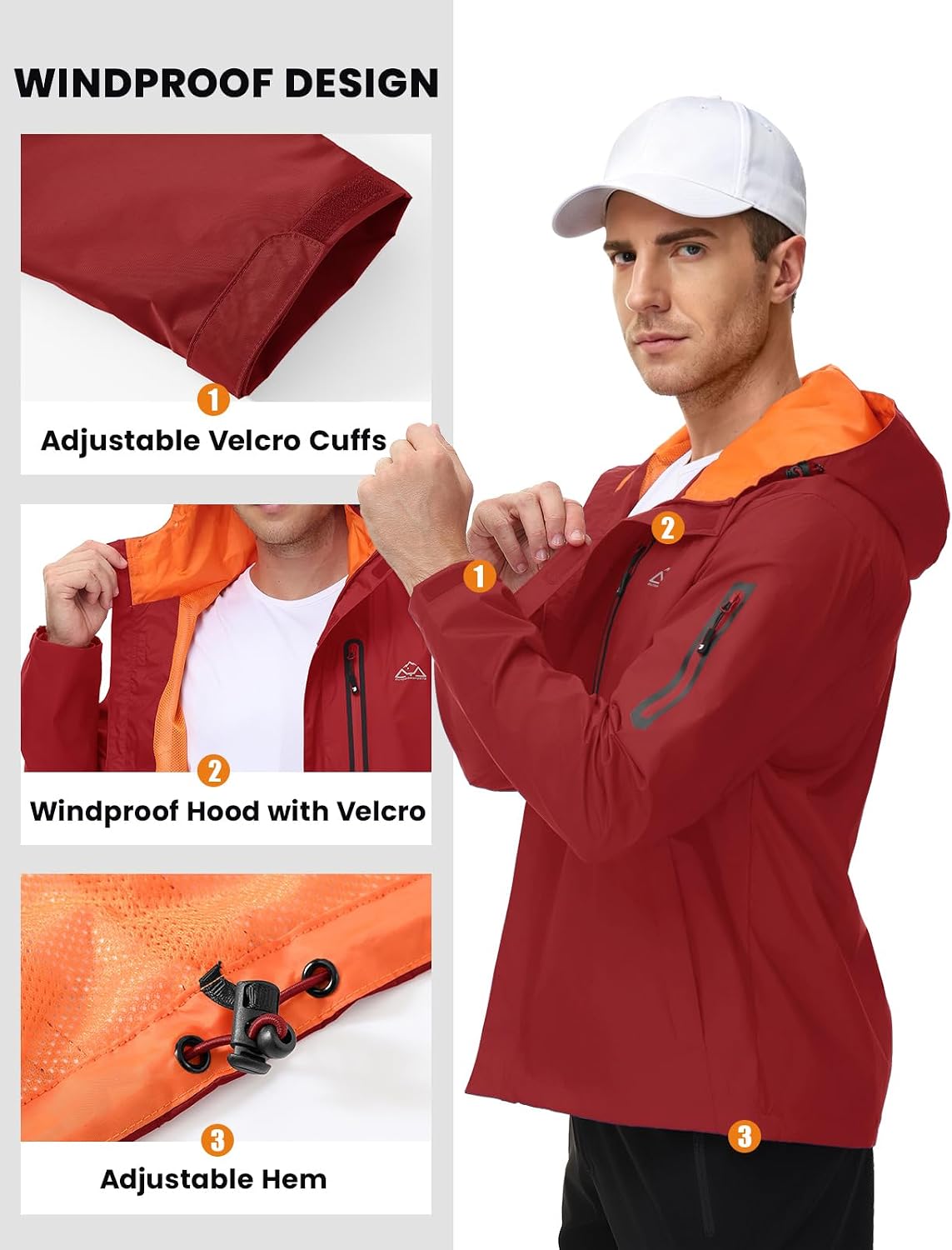 TBMPOY Men's Lightweight Rain Jackets Waterproof Raincoat with Hood