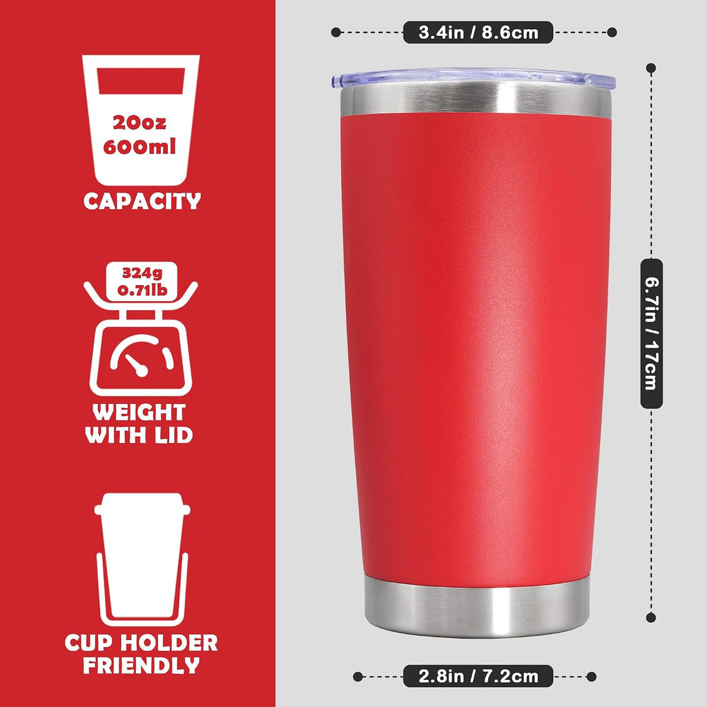 20oz Tumbler Stainless Steel Tumbler Coffee Tumbler with Lid Red, 4P