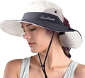 ZOORON Women's Ponytail Safari Sun Hat,Wide Brim UV Protection Bucket Hat