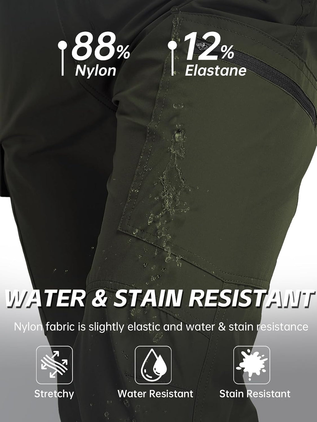 Men's Hiking Cargo Pants Water Resistant Quick Dry Lightweight Pants with 6 Pockets Tactical Work Pants