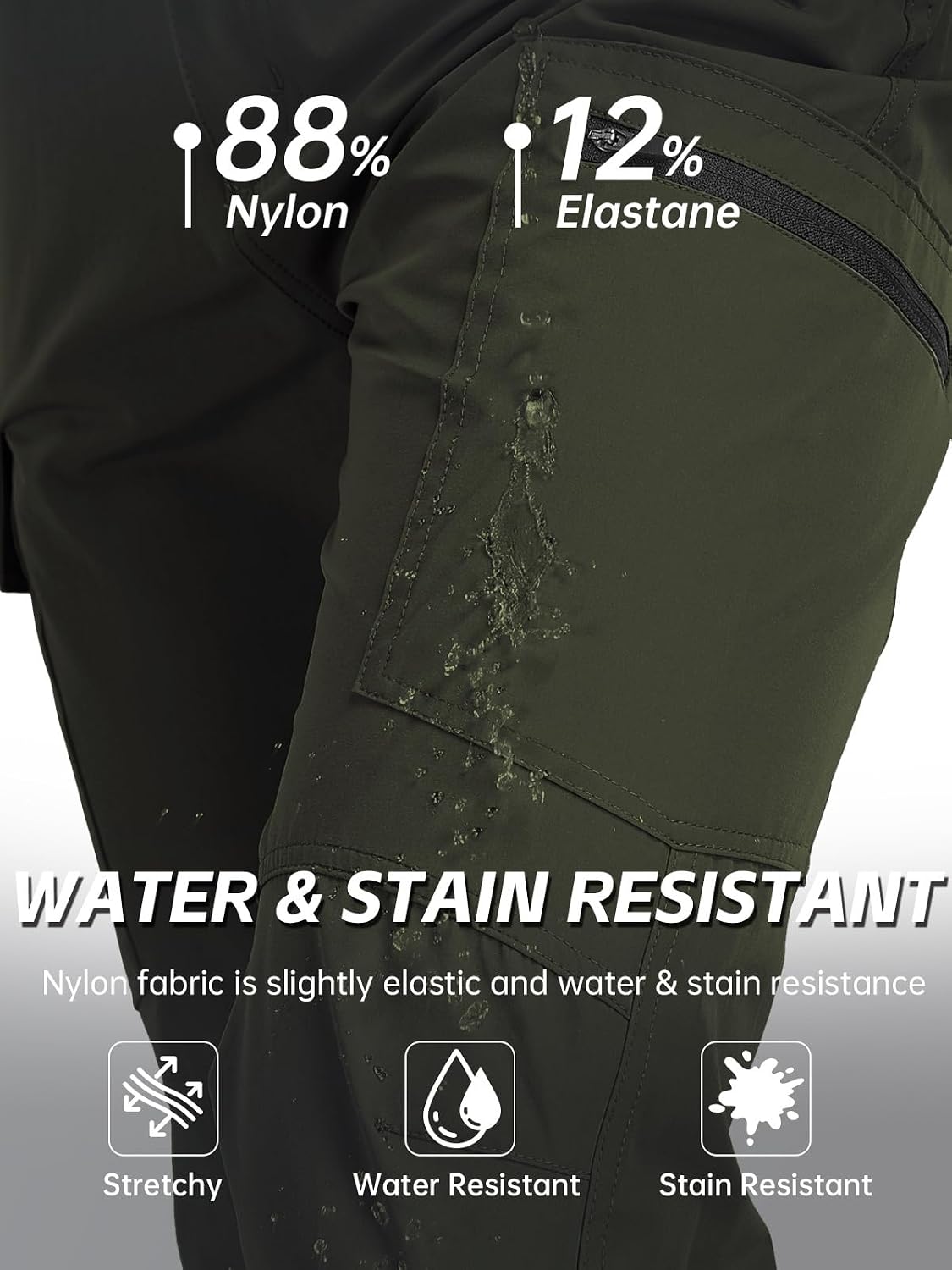 Men's Hiking Cargo Pants Water Resistant Quick Dry Lightweight Pants with 6 Pockets Tactical Work Pants