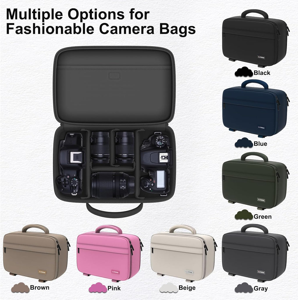 Camera Bag for Canon/Sony/Nikon DSLR SLR Camera and Multiple Lens Beige