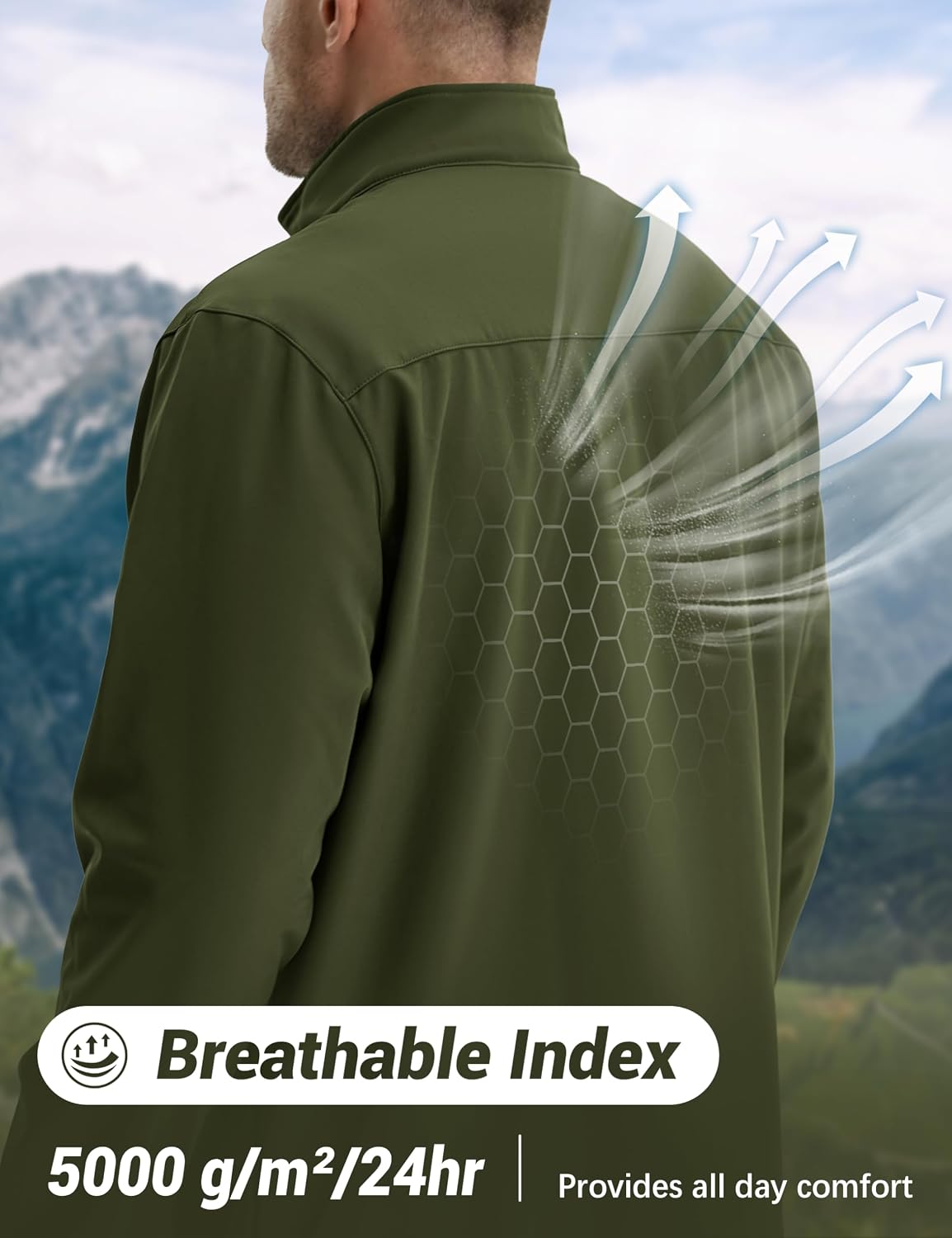 MAGCOMSEN Men's Fleece Lined Softshell Jacket Lightweight Waterproof Windbreaker Zip Up Winter Rain Coat Tactical Hiking