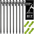 8 Pack Tent Stakes Heavy Duty Metal Tent Pegs for Camping Steel Tent Stakes 12 inch Unbreakable and Inflexible