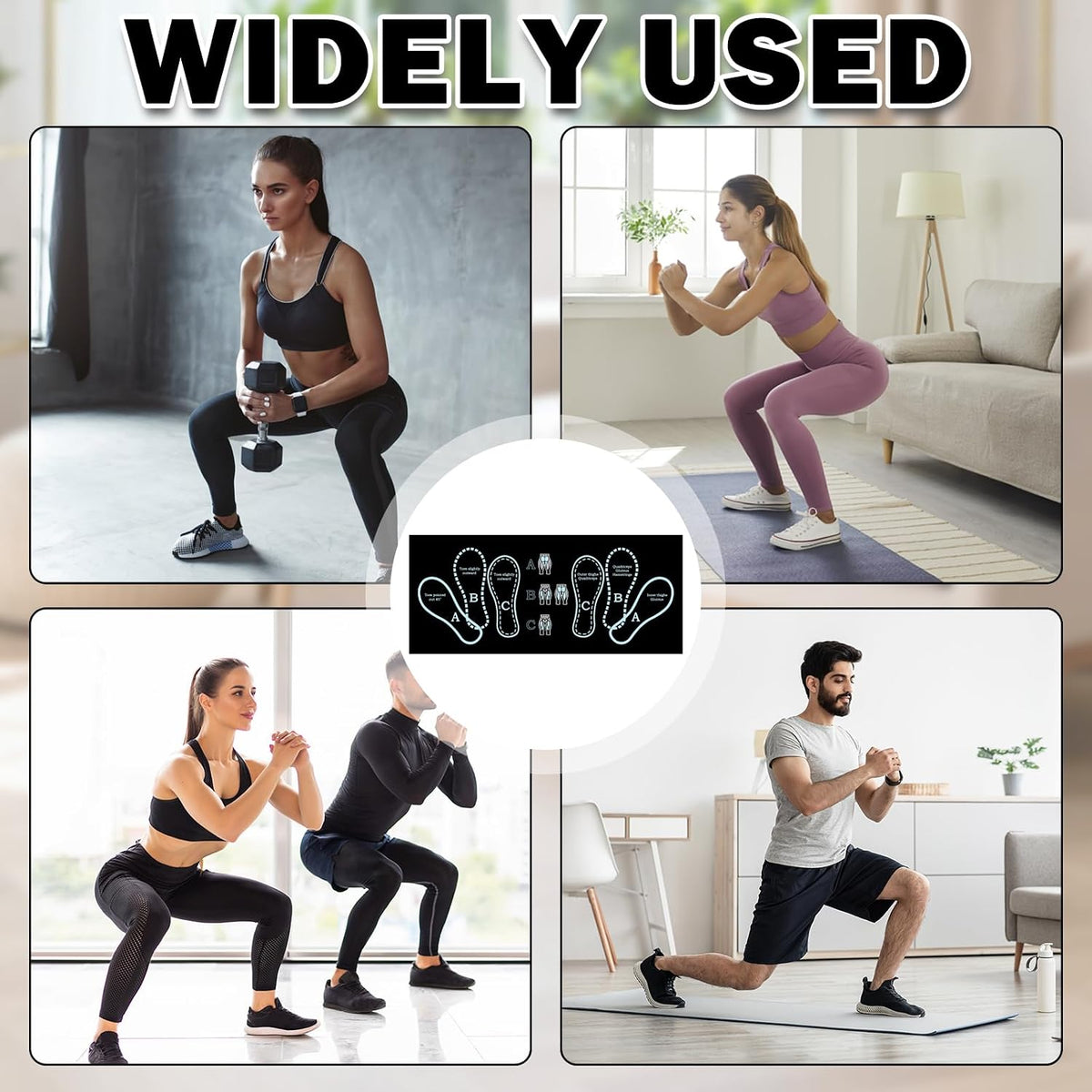 Anti-Slip Squat Mat, Squat Mat with Foot Position Sports Accessories for Home Workout, Anti-Slip & Shock-Absorbing Scientific Design Suitable for Home & Gym Use