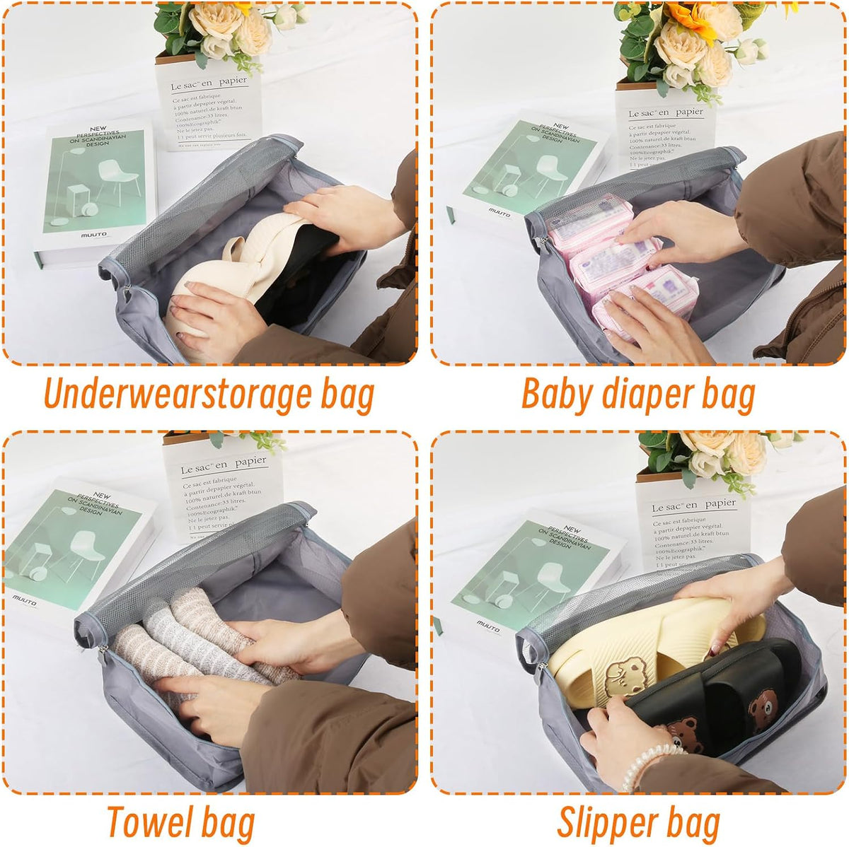 6Pack Small Mesh Packing Cubes Travel, Luggage Organizer Bags Suitcase
