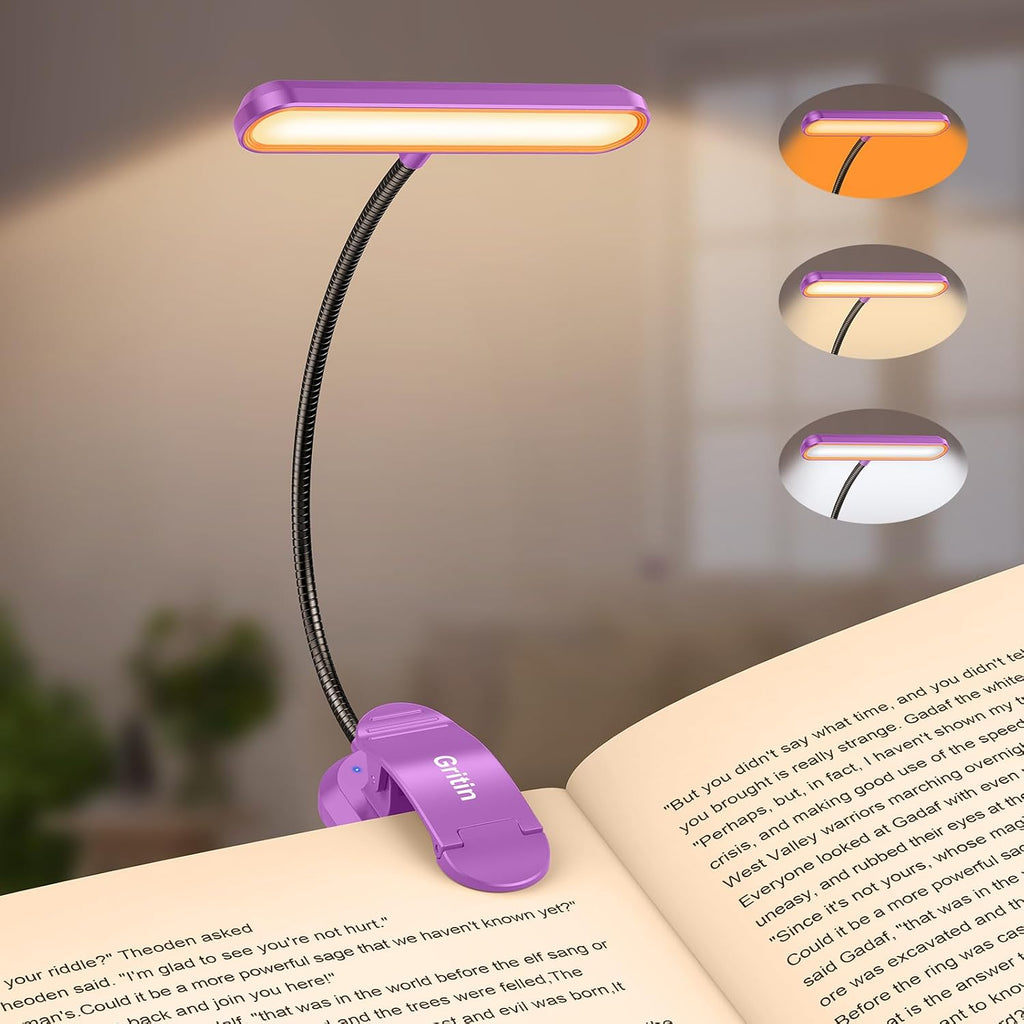 Gritin Rechargeable Book Light for Reading in Bed with 19 LED