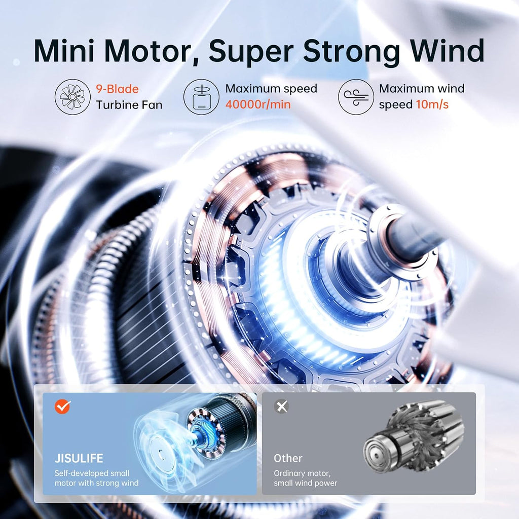 JISULIFE Portable Handheld Fan Life9, Turbo Airflow, Up to 18H Runtime
