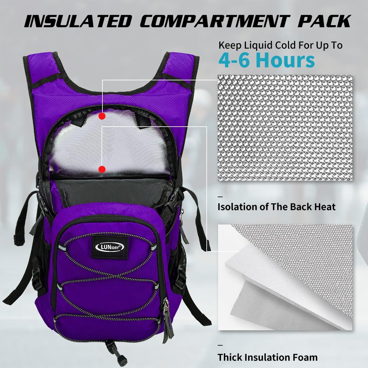 Hydration Backpack with 3L Water Bladder, Insulated Running Hydration Pack Hydropack, Lightweight Water Backpack for Hiking Cycling Camping Biking for Men Women