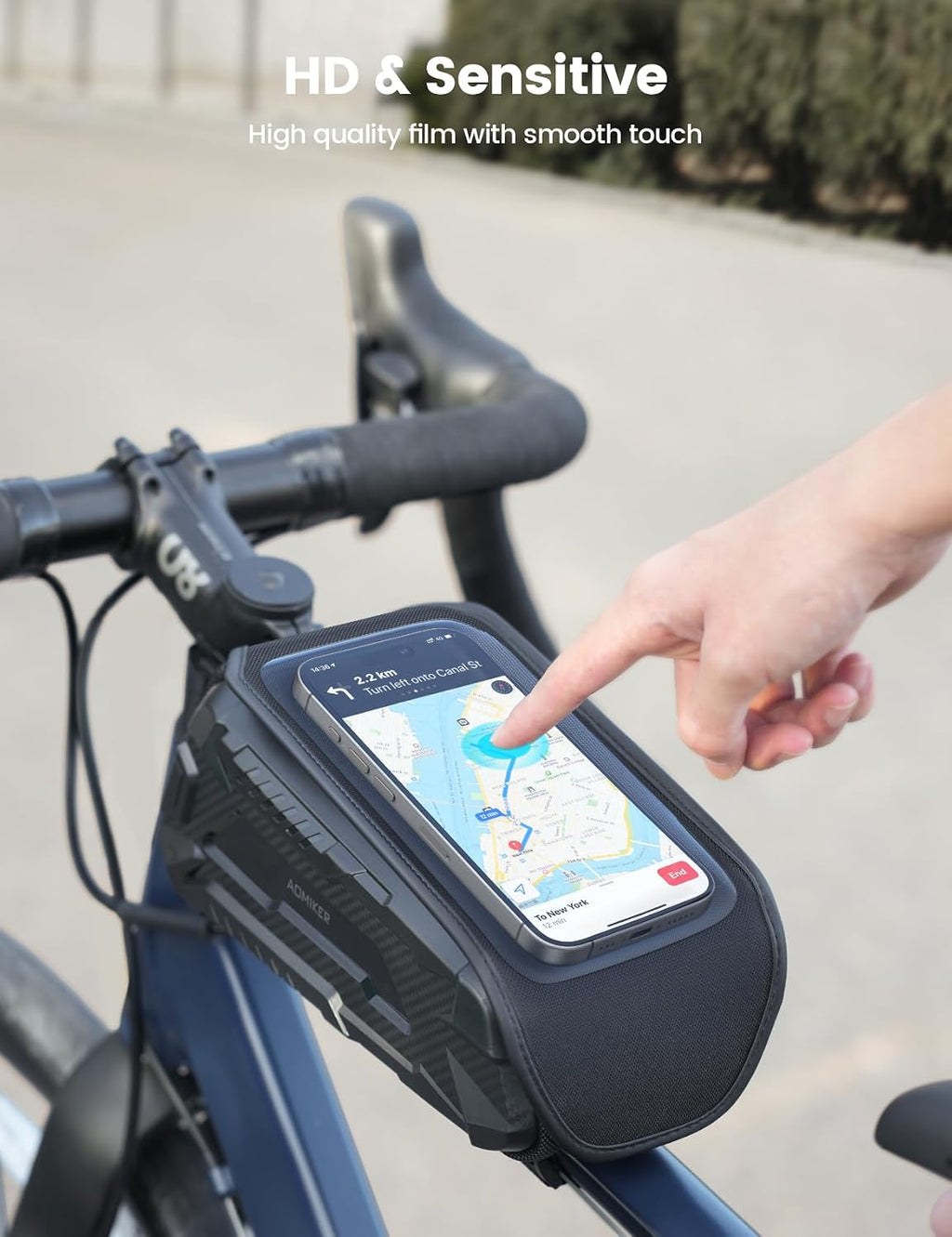 Aomiker Waterproof Bike Frame Bag - [2025 Quick Zipper] Bike Phone Bag with 1.6L Capacity, Bicycle Top Tube Bag, Bike Phone Mount Holder, Cycling Pouch, Bike Accessories for Phones up to 7"