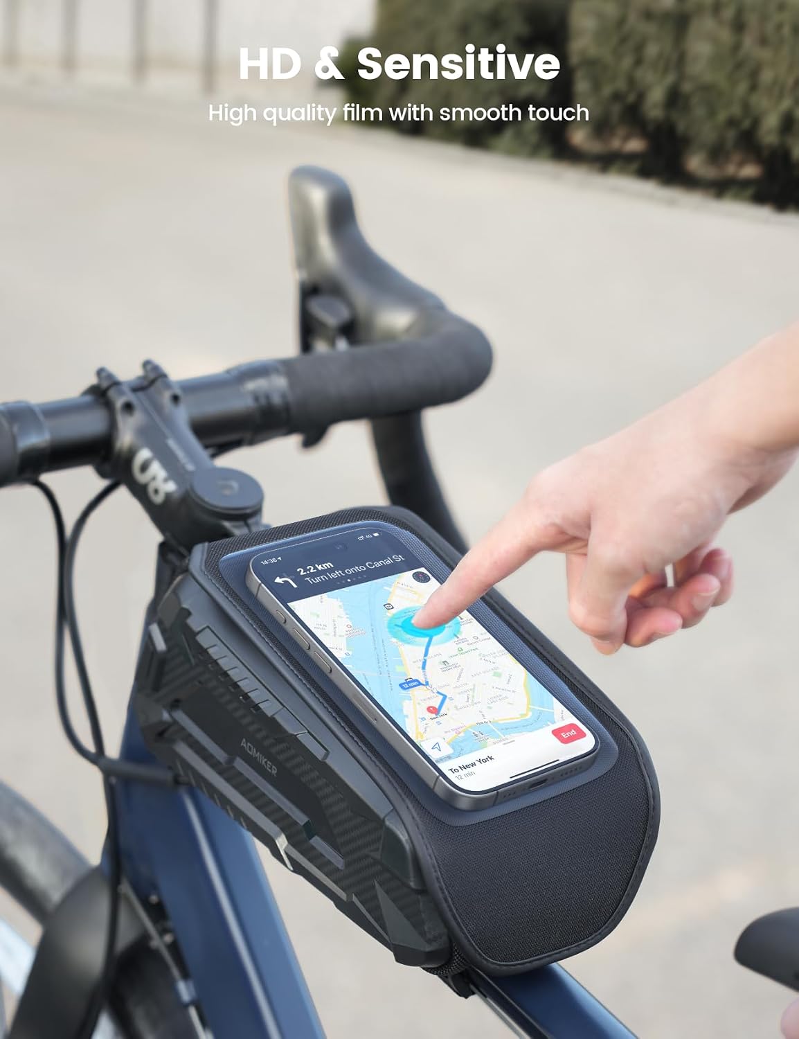 Aomiker Waterproof Bike Frame Bag - [2025 Quick Zipper] Bike Phone Bag with 1.6L Capacity, Bicycle Top Tube Bag, Bike Phone Mount Holder, Cycling Pouch, Bike Accessories for Phones up to 7"