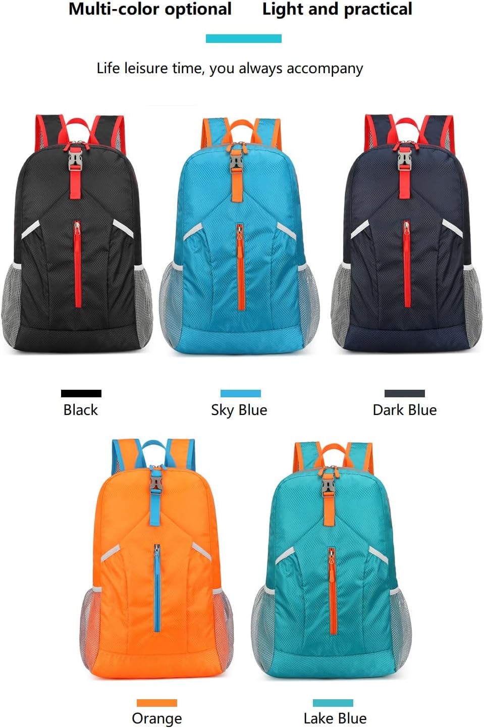 levayhill 25L Foldable Hiking Backpack,Small Packable Daypack,Dark Blue