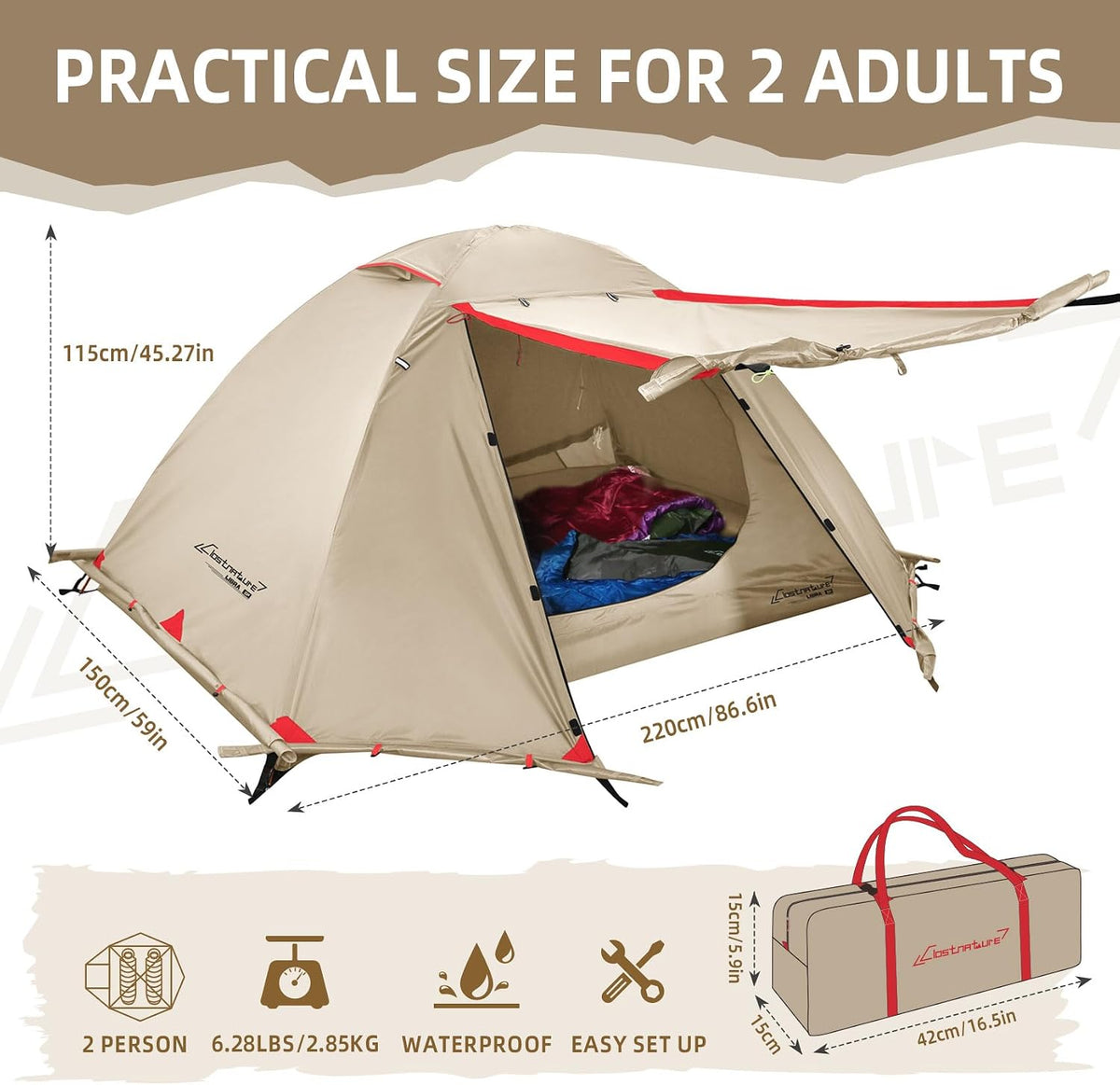 Clostnature 4 Season Backpacking Tent - 1/2 Person Cold Weather Winter Tent