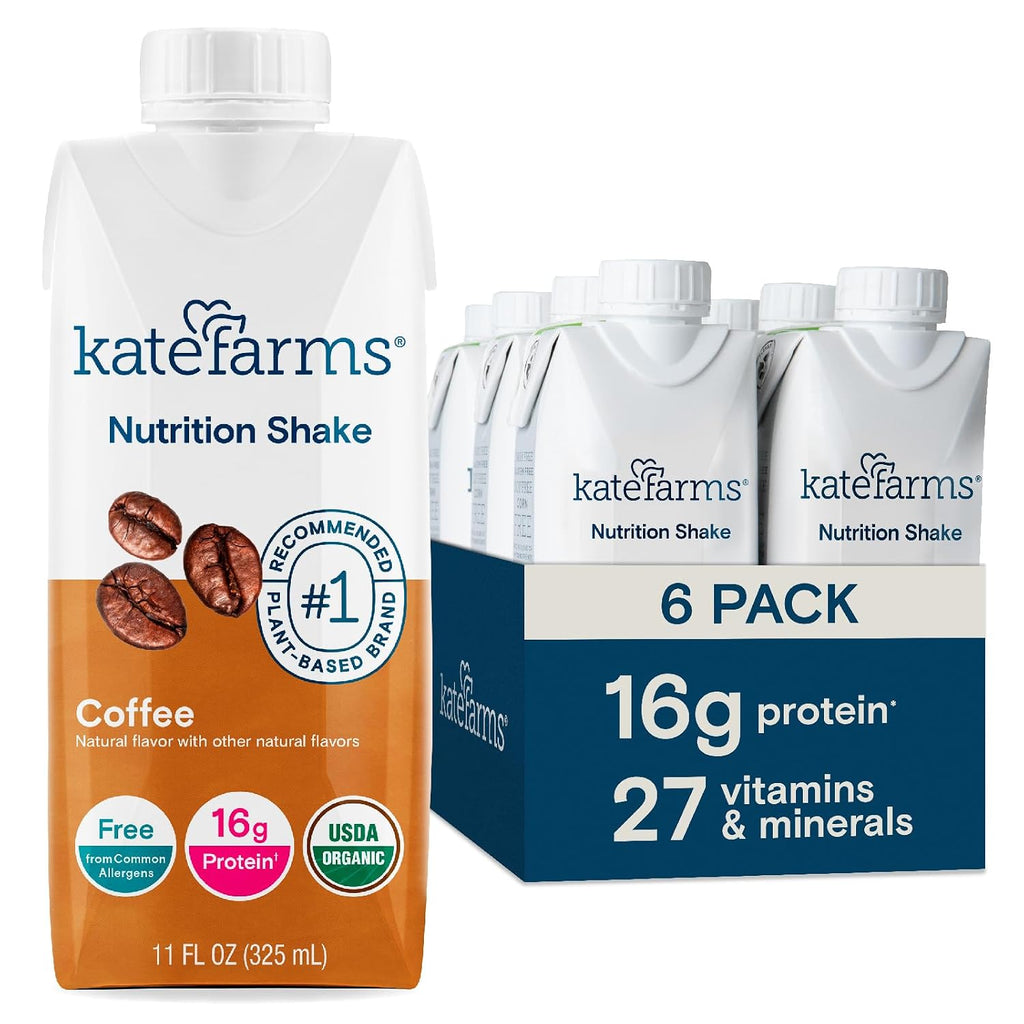 KATE FARMS Organic Nutrition Shake, Coffee, 16g Protein, 6 Pack