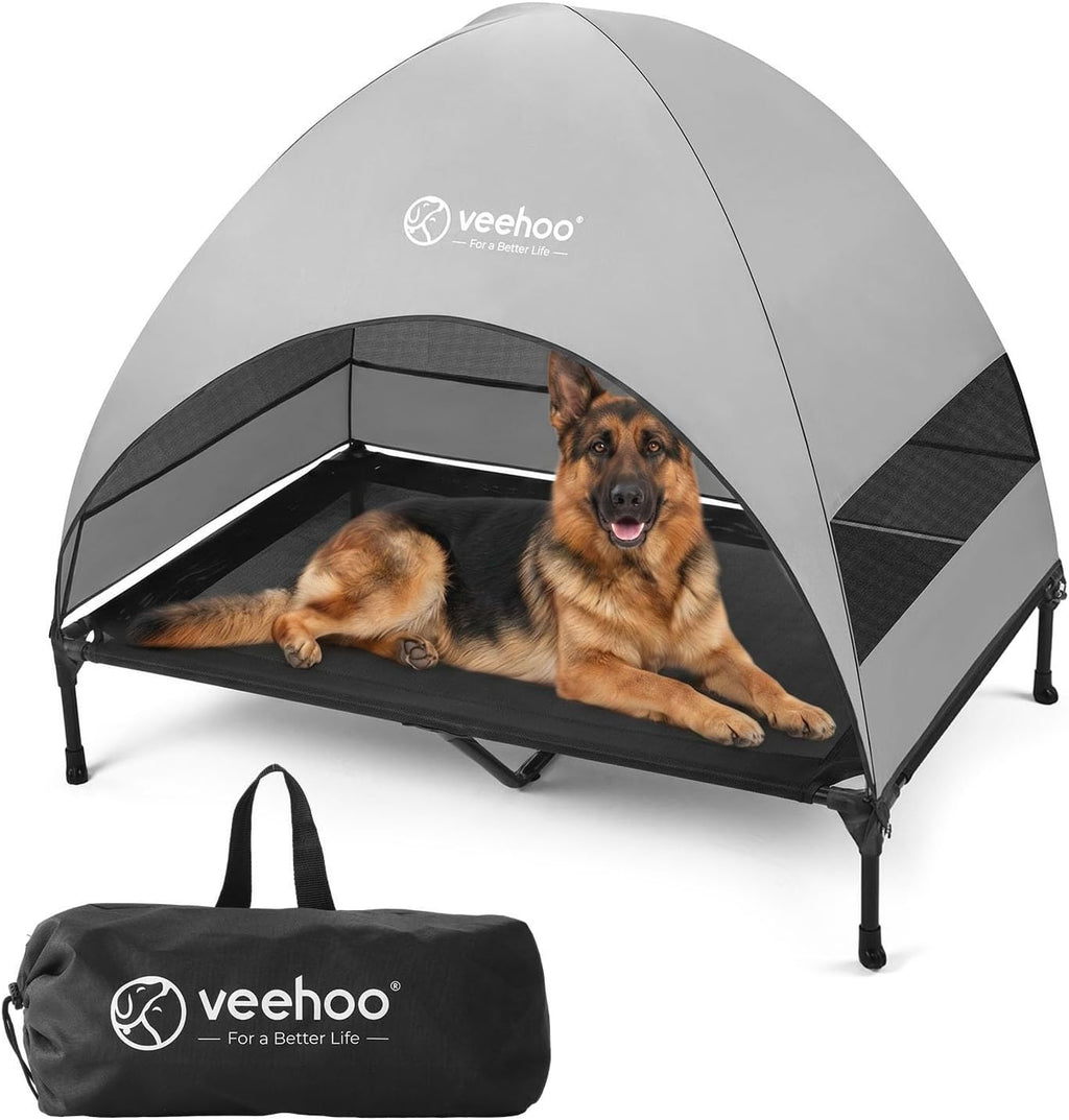 Veehoo Outdoor Dog Bed with Canopy, Cooling Elevated Dog Shade for Outside