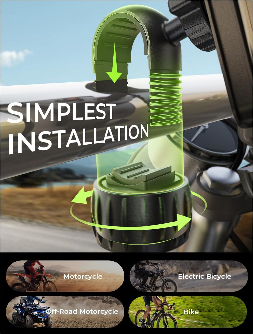 LISEN Bike Phone Holder for Bike Scooter Ebike Bicycle Motorcycle, Blue
