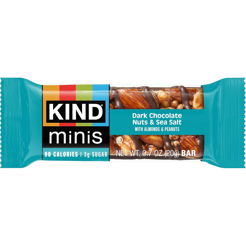 KIND Mini Snack Bars, Dark Chocolate Nuts & Sea Salt, Gluten Free, Low Sugar, Low Calorie Snacks, 80 Count
