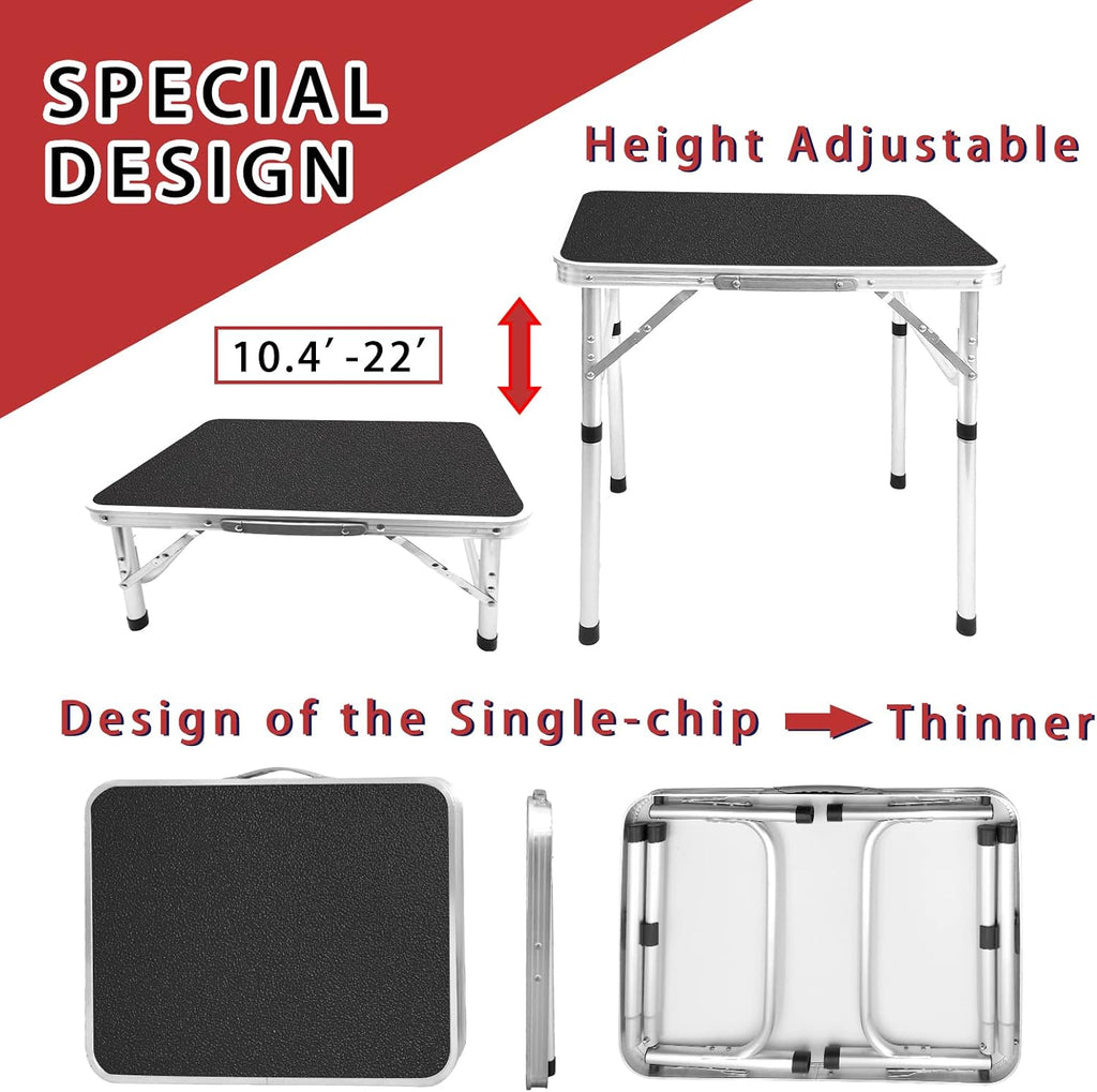 Camp Field Small Folding Camping Table, Adjustable Height, Lightweight