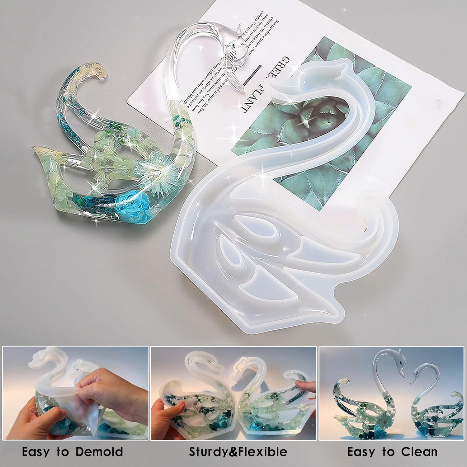 Large Swan Resin Molds,Couple Swan Silicone Epoxy Moulds,3D Animal Ornament Resina Casting Mold for DIY Resin Crafts,Cabinets Decor,Home Office Decoration,Wedding,Valentine