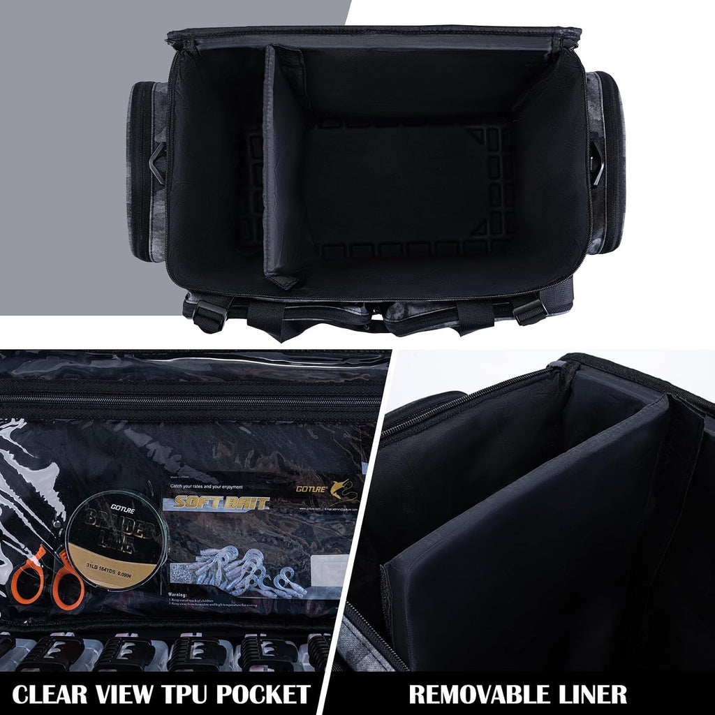 Goture Large Tackle Bag, Water Resistant Saltwater Gear Storage