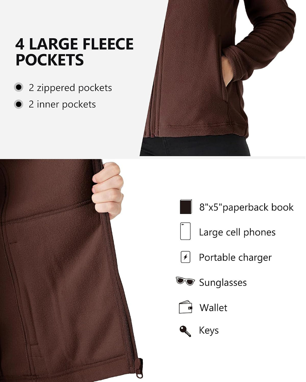 Outdoor Ventures Women's Lightweight Warm Polar Fleece Jacket Zip Up