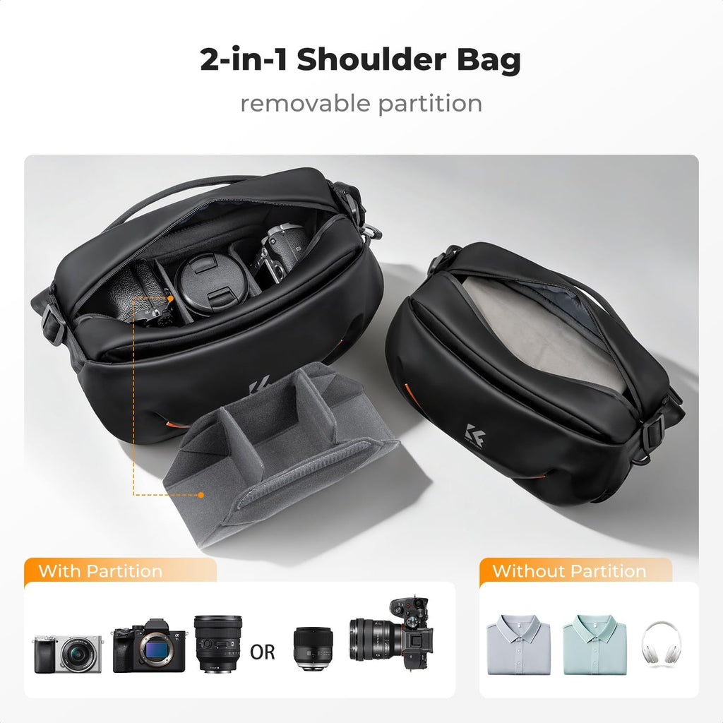 K&F CONCEPT Camera Sling Bag, Lightweight Crossbody Bag with Tripod Holder