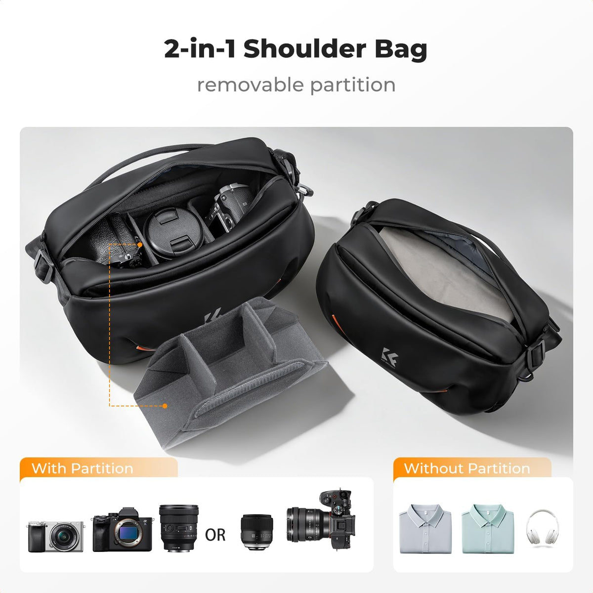K&F CONCEPT Camera Sling Bag, Lightweight Crossbody Bag with Tripod Holder