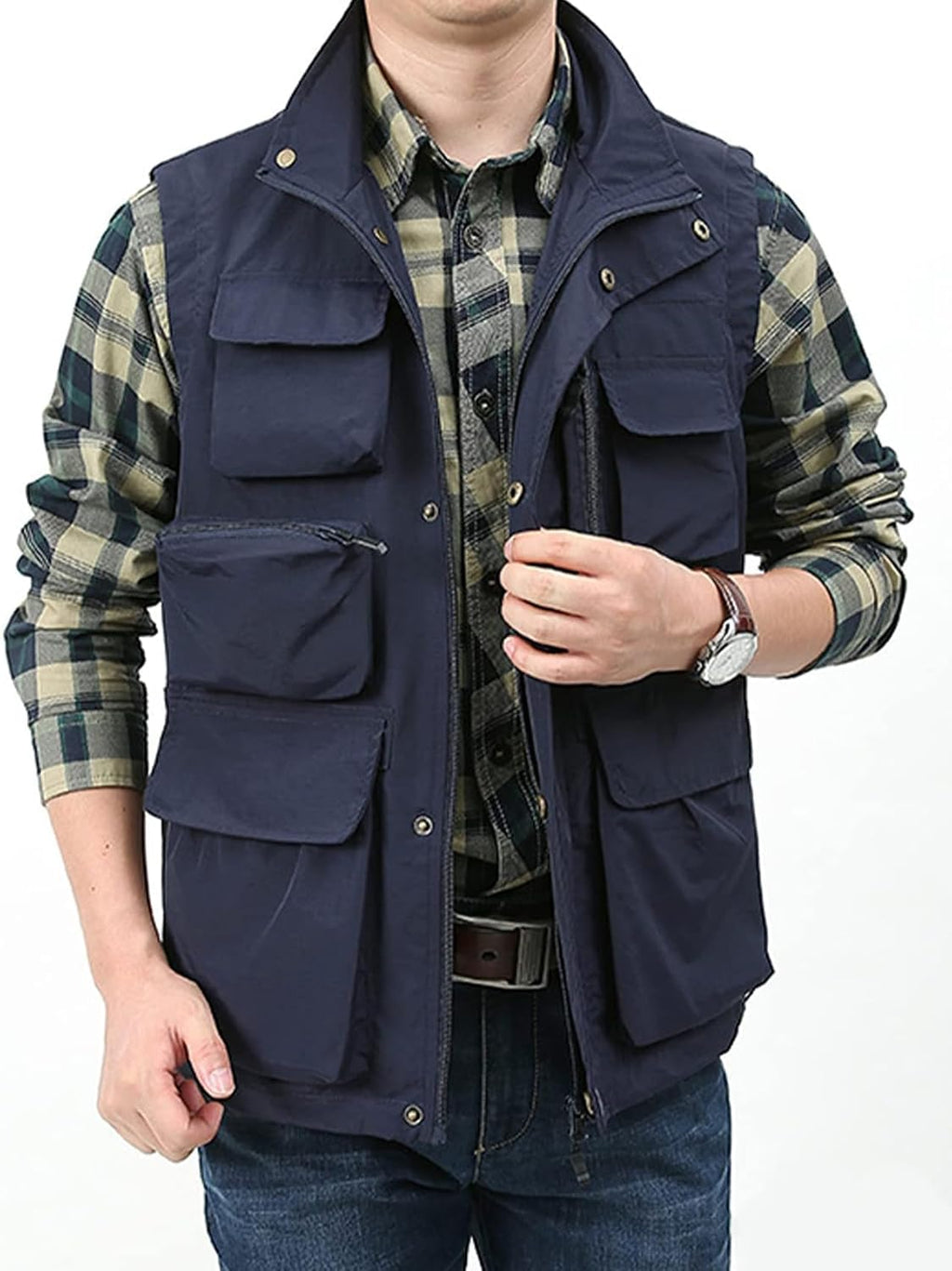 Yimoon Mens Utility Fishing Vest Lightweight Safari Cargo Vest