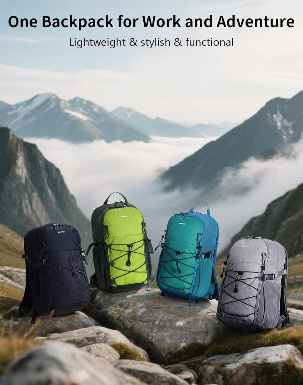 ECOHUB Small Hiking Backpack for Men Women, 20L Lightweight Travel Backpacks Water Resistant Camping Cycling Hiking Daypack