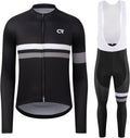 Coconut Ropamo CR Men's Cycling Clothing Set Long Sleeve Cycling Jersey Zipper Pocket Bike Outfit Cycling Bib Pants 3D Padded
