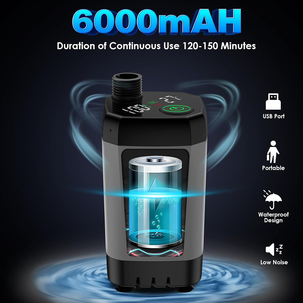 Cosy Life Portable Shower, Portable Shower for Camping with 5 Gallon Collapsible Bucket, 6000mAH Camping Shower with Smart LED Display, Multiple Spray Patterns for Outdoor Camping, Hiking, Pet Bathing