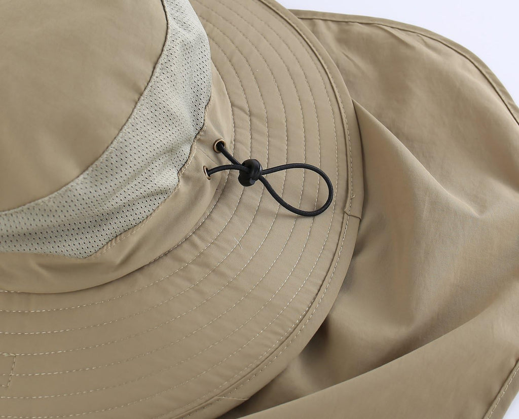 Home Prefer Outdoor UPF50+ Mesh Sun Hat Wide Brim Fishing Hat with Neck Flap Sun Hat for Men Women