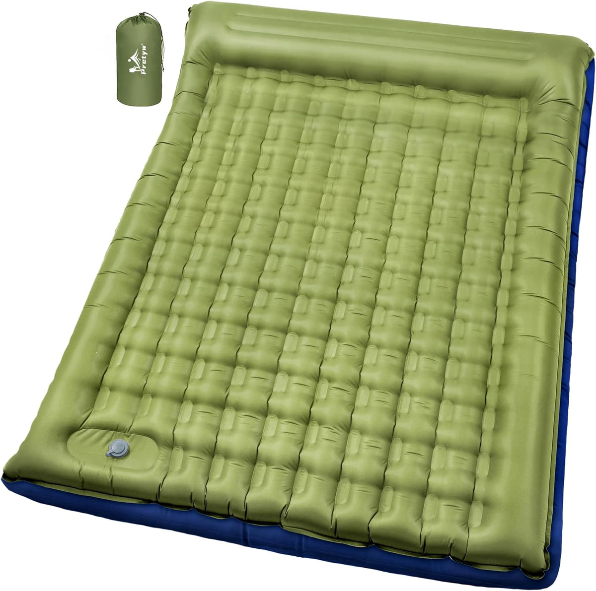 Double Camping Pad 5.5" Ultra-Thick with Pillow & Built-in Foot Pump